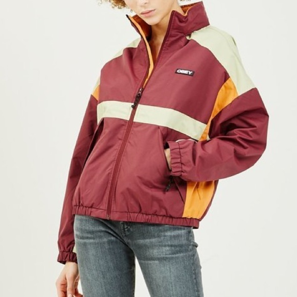 Obey The Parquet Windbreaker Jacket Plum